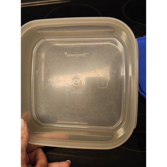 Vintage Tupperware Modular Mates Sheer With Blue Lid 1619-4 & 1623-4 - Picture 9 of 12